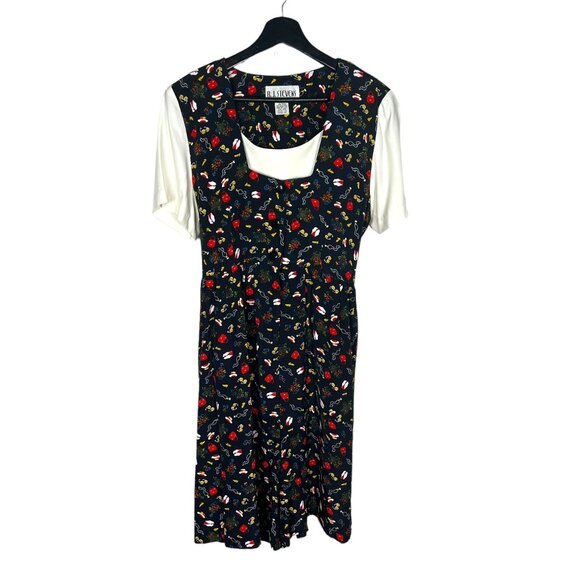 Vintage Pants - Vintage 90s Black Clothing Accessories Print Button Up Short Sleeve Romper Mediu